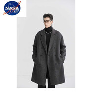 NASALIKE韓國帥氣高級感雙面羊毛呢大衣男中長(cháng)款24冬季韓版加厚呢子外套潮 灰色【單件裝】 嚴控品質(zhì) S 收藏關(guān)注優(yōu)先發(fā)b
