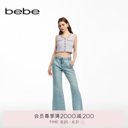 bebe夏季新款女士薄款寬松微喇長褲牛仔褲211007 淺藍 XS