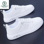 啄木鳥(niǎo)品牌男鞋春秋季新款鞋子男潮鞋百搭男士一腳蹬鞋子小白鞋韓版 1717白色 40