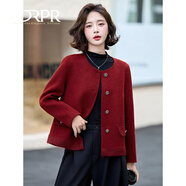 DRPR品牌女裝新品大衣女2025冬季新款小香風外套女時尚減齡百搭顯瘦 紅色 M （建議105-115斤）