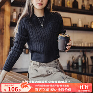 馬登女裝 美式復(fù)古學(xué)院風(fēng)圣誕阿蘭毛衣慵懶打底衫辣妹短款新年針織 藏藍(lán)色 馬登工裝 M