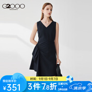 G2000女裝連衣裙2025年春季新款V領不規(guī)則收腰顯瘦時尚潮流連身裙21731 藏青色/79 S /34