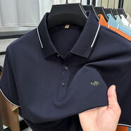 卡帝樂鱷魚CARTELO鱷魚男士Polo衫短袖2025新款夏款上衣中年休閑 藏青 2XL