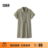森馬（Semir）連衣裙女翻領(lǐng)燈籠袖休閑風(fēng)2025夏季防曬收腰短裙戶外109325114027