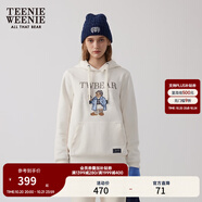 Teenie Weenie小熊秋冬裝學(xué)院風(fēng)藍(lán)色T恤索羅娜加絨連帽衛(wèi)衣套頭衫 象牙白 M (165)