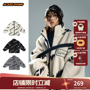 BJHG不計后果冬美式加厚仿羊羔絨棉服男潮寬松保暖毛絨情侶棉衣外套女 白色 M