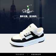 薩拉維夫面包鞋男新款透氣圓頭百搭韓版小白鞋時(shí)尚運動(dòng)休閑鞋舒適高爾夫鞋 白黑 39 比運動(dòng)鞋偏大一碼