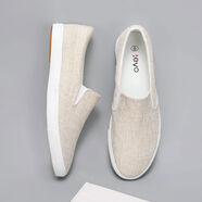 獵友（LeYo）獵友男士一腳蹬休閑板鞋手工棉麻布帆布鞋舒適透氣簡(jiǎn)約老北京布鞋 卡其色 40