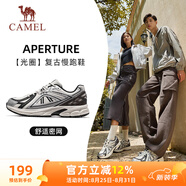 駱駝（CAMEL）復(fù)古運(yùn)動(dòng)男鞋全地形跑步休閑慢跑鞋子 X14B09L7013Q 白/黑/銀 40