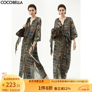 COCOBELLA復(fù)古度假風(fēng)波普花卉飄帶半身裙開叉浪漫長裙HS0045B 波普 S