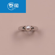 泰淘國產(chǎn)18K包金淡水珍珠戒指珍珠鑲嵌戒指 銀色6-6點(diǎn)5白色系珍珠 港碼8-9號珠光非常亮