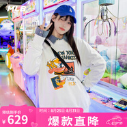 美職棒（MLB）官方男女情侶衛(wèi)衣系列長袖寬松印花紐約洋基隊春秋款套七夕節(jié)禮物 紐約洋基隊/奶油色/建議拍大一碼 S 165/88A