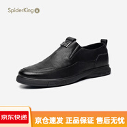 蜘蛛王（ZHIZHUWANG）休閑男士商務(wù)套腳辦公百搭防滑真皮軟底皮鞋 黑色 43