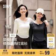 森馬長袖t恤女短款緊身顯瘦心機春秋氣質(zhì)木耳邊上衣109524101010