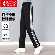 啄木鳥（TUCANO）休閑褲女士棉質(zhì)舒適時(shí)尚百搭直筒顯瘦運(yùn)動(dòng)長褲子女裝 黑色 M