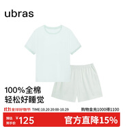 ubras水果系列套頭短袖短褲家居服套裝情侶女士睡衣女款-冰藍(lán)綠 L