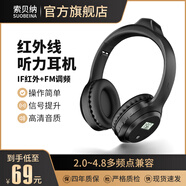 索貝納紅外線四六級聽力耳機大學(xué)英語考試專用4級調(diào)頻FM紅外IF2.0/2.3/2.6/2.8/3.0/3.2/3.6/3.7/3.8/4.0 紅外2.0~4.8+調(diào)頻【電池款黑色】 標(biāo)配 耳機+音頻線