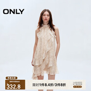 ONLY2025夏季新款淑女掛脖圓領(lǐng)荷葉邊短裙碎花連衣裙女|125207045 HH5桑迪紋樣沙色底 XL