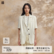 播氣質(zhì)西裝外套女2024春新款薄款短袖小西服上衣DDR2XD5640 O00晚紗 晚紗 S