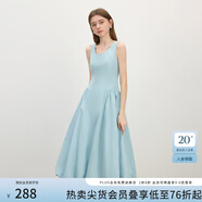 范思藍恩腰精裙系列 甜美少女感無(wú)袖花苞吊帶連衣裙女春1030/1302 藍色長(cháng)款 S