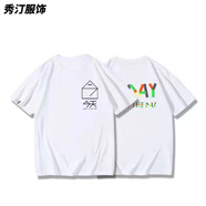 風(fēng)鳶花劉德華演唱會(huì )同款簡(jiǎn)約文字重磅長(cháng)袖男女T恤復古流行寬松國潮 短袖白色【綠色字 前后印花】 S