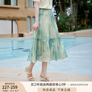 香影海邊度假暈染連衣裙女2025夏季新款民族風(fēng)波西米亞v領(lǐng)雪紡裙 綠花R85S708 半身裙 XL 170/92A/125-140斤