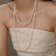 卓麥 多層長款毛衣鏈珍珠項鏈年輕款少女優(yōu)雅氣質(zhì)貝珠簡約百搭高級感 元寶扣毛衣鏈-8MM-120CM(D466)