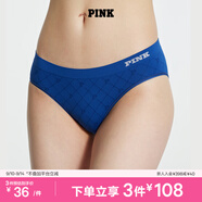維多利亞的秘密 PINK 秋季舒適無痕3A抗菌抑菌LOGO中腰包臀內(nèi)褲三角褲女 08M9深藍(lán)色-格紋款 11255733 1條 L