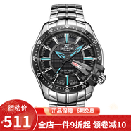 卡西歐（CASIO） 卡西歐(CASIO)手表男防水運動(dòng)手表 黑盤(pán)鋼帶EF-130D-1A2