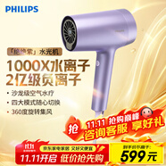 飛利浦（PHILIPS）電吹風(fēng)機(jī)吹風(fēng)筒7系水光機(jī)護(hù)發(fā)柔順蓬松極速干風(fēng)高速家用大功率風(fēng)筒磁吸式2億級(jí)負(fù)離子送女友送老婆 【絕絕紫】水光機(jī)BHD720