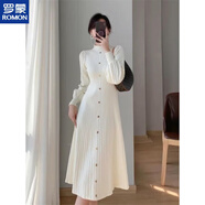 羅蒙（ROMON）秋冬2025連衣裙氣質(zhì)韓國女內搭半高領(lǐng)長(cháng)袖針織中長(cháng)款新款毛衣裙子 粉色 S 80-95斤
