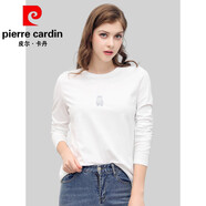 皮爾卡丹（pierre cardin）高端品牌白色長(cháng)袖t恤女2025新款秋季正肩圓領(lǐng)內搭打底衫女純棉寬 皮爾卡丹   白色長(cháng)袖高跟鞋 XL