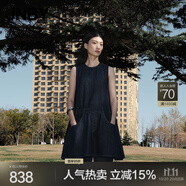 JNBY/江南布衣25夏連衣裙無(wú)袖牛仔異形圓領(lǐng)自然簡(jiǎn)約寬松5P5G10650 991/牛仔藏青 XS