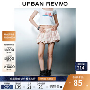 UR2025夏季新款女裝休閑格紋松緊腰超寬松花苞半裙UWJ550024 粉紅格子 (偏短) S (XS-S)