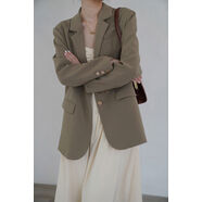 抱抱小姐鎮店款10W覆古廓形西裝外套女2025春秋休閑小個(gè)子西服 淺棕色- S S