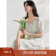 茵曼（INMAN）法式碎花高級感2025夏女新款休閑中長吊帶連衣裙子 月藍連衣裙-18424791 M