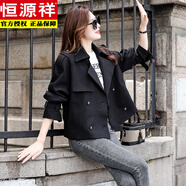 恒源祥歐洲站2025新款春秋矮小個(gè)子高端風(fēng)衣女短款今年流行爆款短外套潮 黑色 M (建議110斤以?xún)?