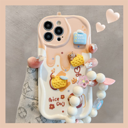 OTHER立體四只小鴨子適用蘋果16promax可愛手機(jī)殼iphone15pl iPhone6s 奶油紋白色【立體奶酪小熊】