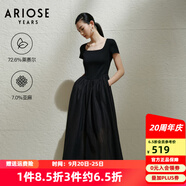 艾諾絲雅詩(shī)【商場(chǎng)同款】2025夏季新品萊賽爾中長(zhǎng)款連衣裙收腰小黑裙40439097 黑色 S