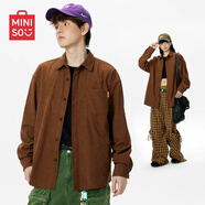 名創(chuàng)優(yōu)品（MINISO）港風(fēng)復(fù)古襯衫男秋季重磅燈芯絨長袖上衣休閑百搭外套 咖 2XL