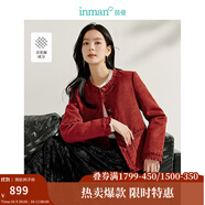 茵曼（INMAN）小香風外套2025秋季女裝新款法式花邊短上衣 法國紅 XL