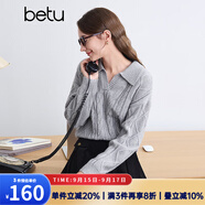 百圖betu女裝冬季新款毛衣翻領(lǐng)提花寬松休閑舒適毛衣女2410T39 灰色 L