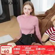 lagogo多巴胺多色修身軟糯針織衫女拉谷谷2024冬新款半高領(lǐng)打底衫 粉紅色(H8) M 160/38