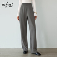 伊芙麗（eifini）蔣欣代言百搭舒適針織面料松緊腰直筒長(cháng)褲冬季新款休閑褲衛褲 原絨咖 厚絨款 M
