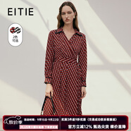 愛特愛（EITIE）時尚格紋印花收腰翻領(lǐng)顯瘦通勤襯衫連衣裙秋季新款7307006 龐貝紅61 L 165