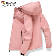 啄木鳥(niǎo)夾克男外套秋冬季裝衣服男士三合一沖鋒衣連帽寬松運動(dòng)工裝上衣男 6628淺粉【女款】 M(95-110斤)