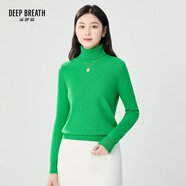 深呼吸DEEP BREATHDEEP BREATH女裝高領(lǐng)100%針織純羊絨衫女A301601 綠 S (2)