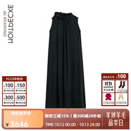 例外（EXCEPTION）新中式女裝春夏連衣裙手工蘭花無(wú)袖蕩領(lǐng)裙子襯衫氣質(zhì)女裙 藏藍/89 L