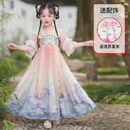 NAOISKEY?腦斯基兒童漢服中國風(fēng)女童古裝超仙公主裙唐裝小女孩古風(fēng)連衣裙春秋全套 人魚(yú)公主+云肩 /配禮品 100 高90-100體重28斤左右