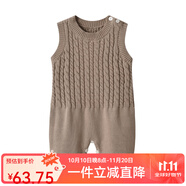 Auro Mesa韓式嬰兒背帶褲春秋男女寶寶針織連體褲新生兒哈衣爬服純棉0-1歲 無袖連體衣 73cm